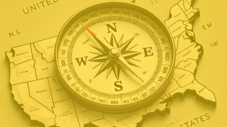 U.S. map with compass