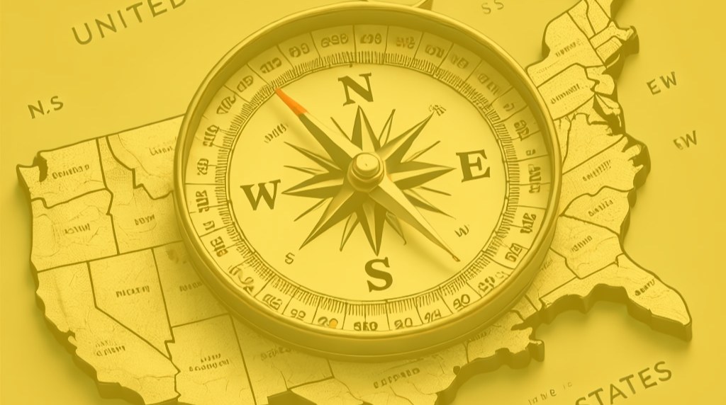 U.S. map with compass